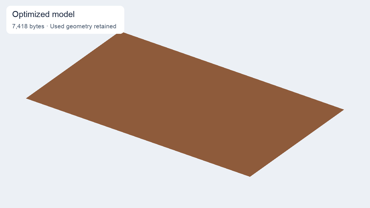 The same brown tabletop geometry after unused-resource cleanup
