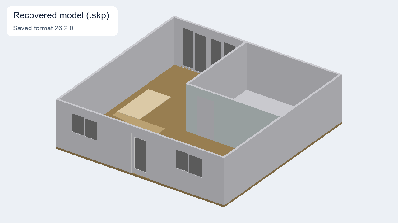 The same house model in the recovered SKP file
