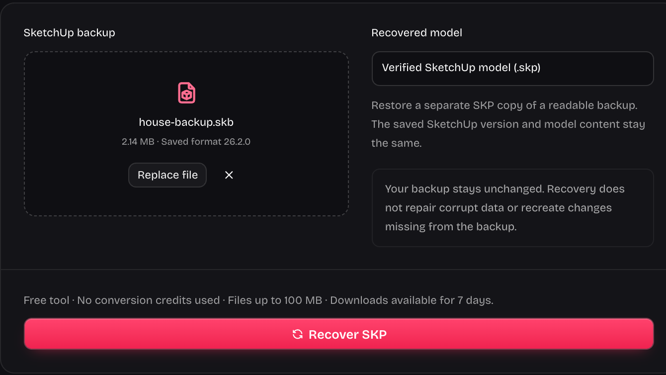 SKB file selection controls for backup recovery
