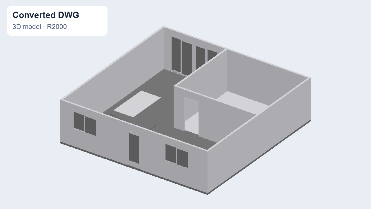 House faces and edges in the exported DWG drawing